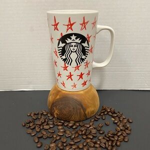 Starbucks collectible coffee mug 2014 White with red stars 16 ounce like new